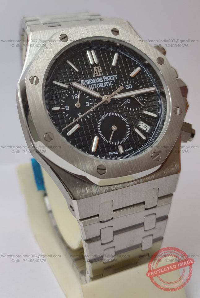 Audemars Piguet Royal Oak Chronograph Black Dial Steel Watch India (3) blank