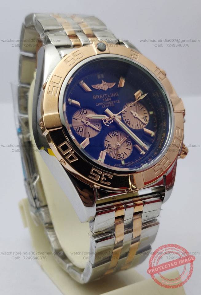 Breitling Chronomat Black dial dual tone watch India (2) blank