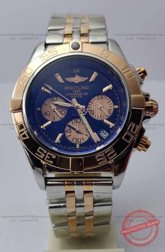 Breitling Chronomat Black dial dual tone watch India (3) blank
