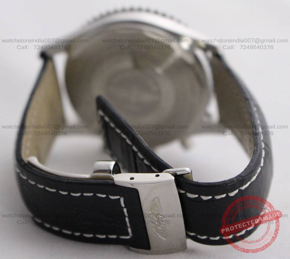 Breitling Navitimer Chronograph Black Leather Strap Watch India (4) blank