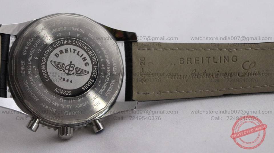 Breitling Navitimer Chronograph Black Leather Strap Watch India (6) blank