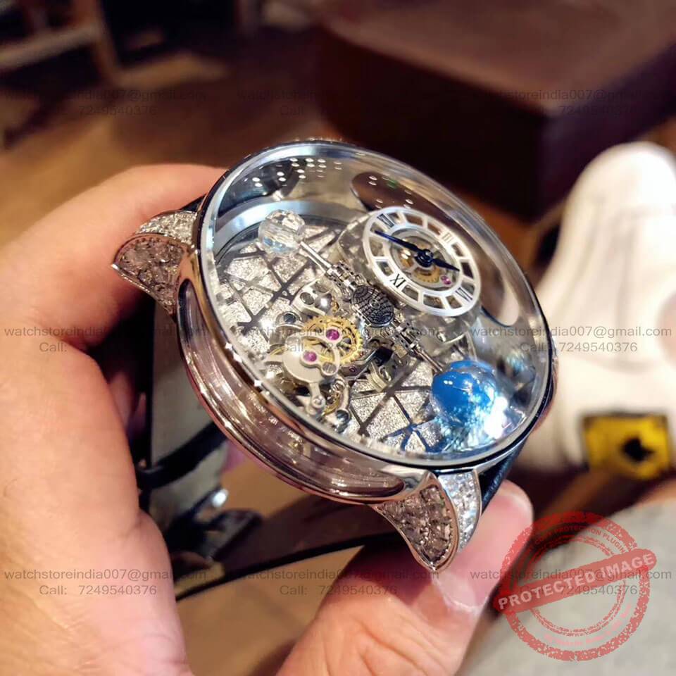 Jacob & Co Astronomia Full Silver with diamonds Watch India (4) blank
