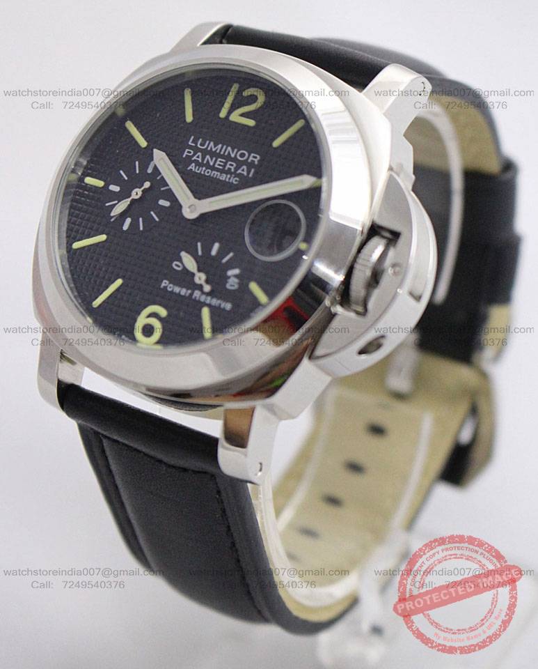 Panerai Luminor Power Reserve Black Leather Strap watch india (4) blank