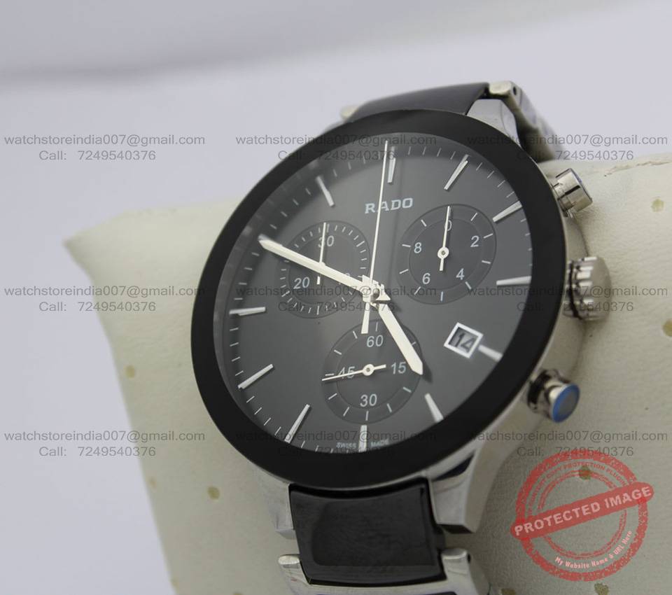 Rado centrix Chronograph Black Silver Watch India (3) blank